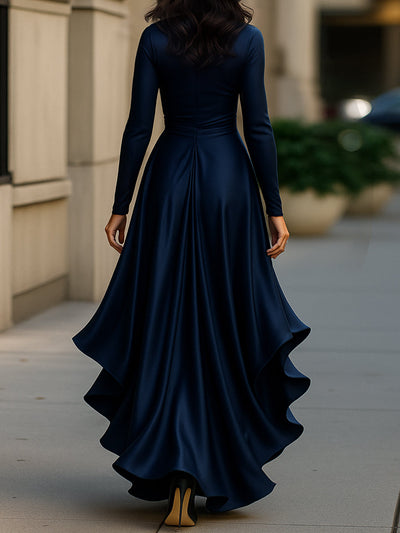 Luna - Abito maxi in satin con volant