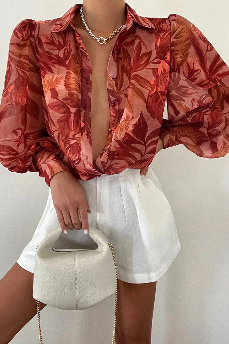 Jane | Blusa floreale con maniche a sbuffo per donne