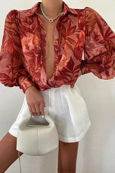 Jane | Blusa floreale con maniche a sbuffo per donne