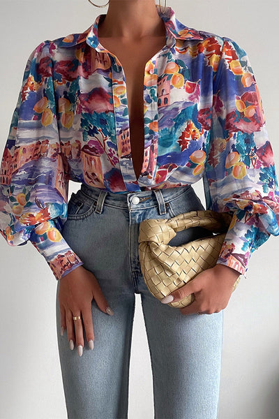 Jane | Blusa floreale con maniche a sbuffo per donne