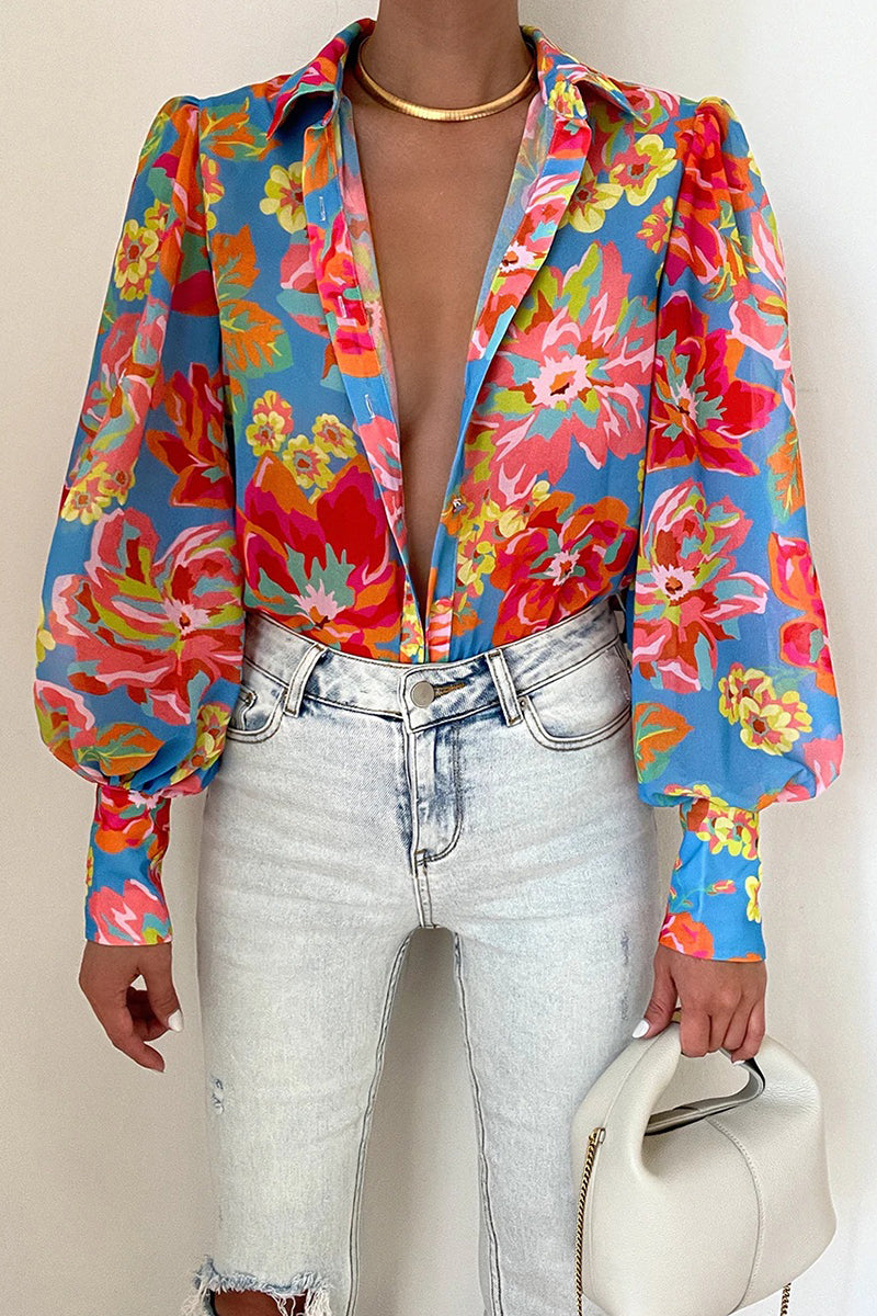 Jane | Blusa floreale con maniche a sbuffo per donne