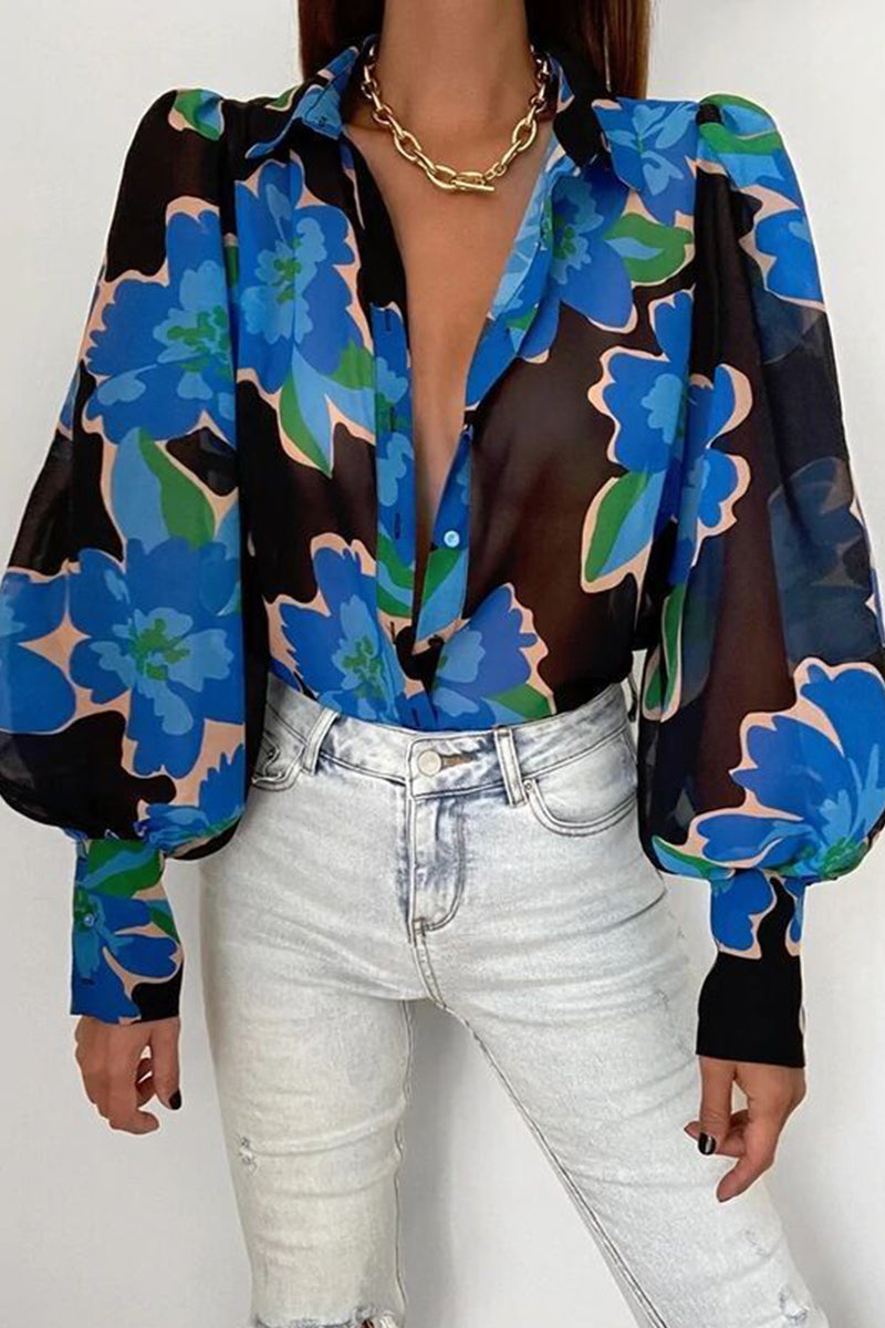 Jane | Blusa floreale con maniche a sbuffo per donne
