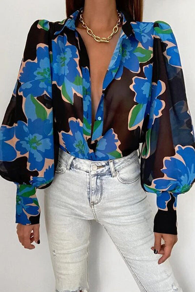 Jane | Blusa floreale con maniche a sbuffo per donne