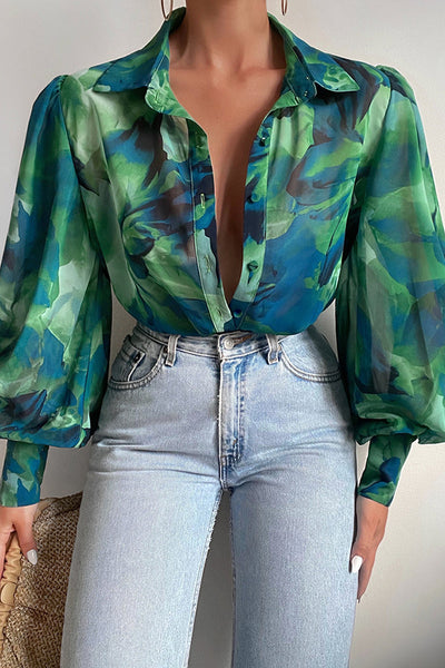 Jane | Blusa floreale con maniche a sbuffo per donne