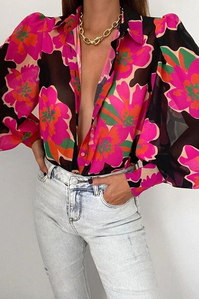 Jane | Blusa floreale con maniche a sbuffo per donne