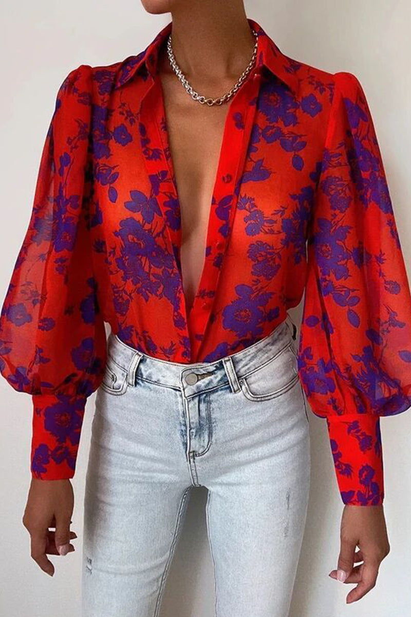 Jane | Blusa floreale con maniche a sbuffo per donne