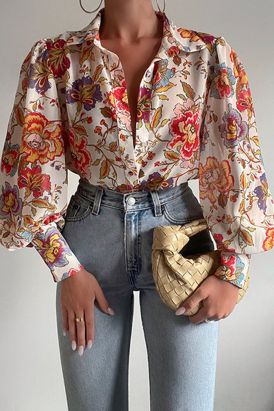 Jane | Blusa floreale con maniche a sbuffo per donne