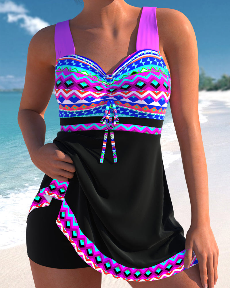 Eliza | Costume da Bagno con Chiusura a Lacci e Motivo a Strisce