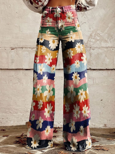 VINICIA | PANTALONI LARGHI FLOREALI RETRÒ
