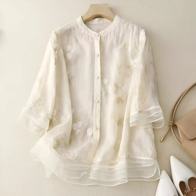 Emily | Top con fiori ricamati