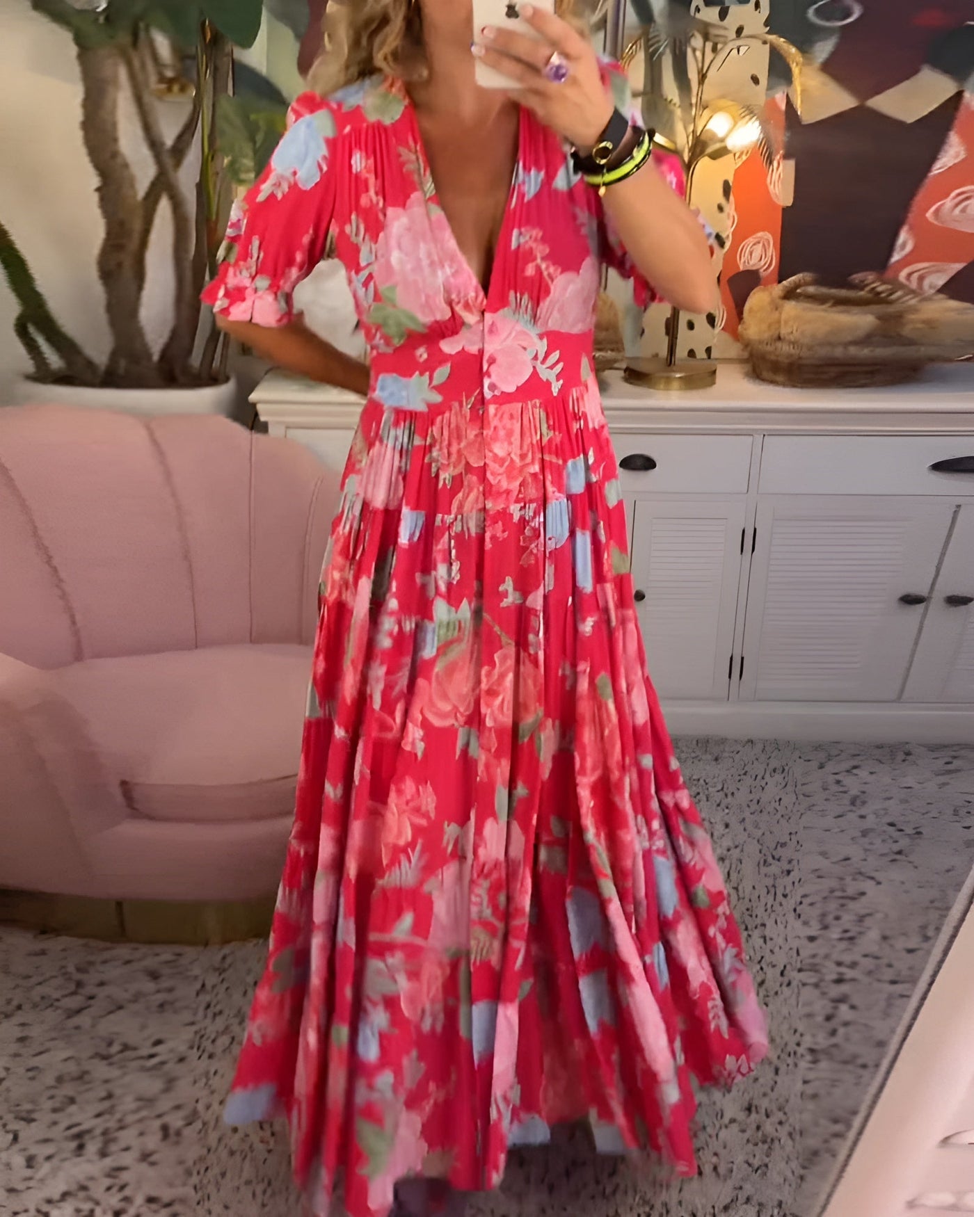 Carine | Abito floreale con scollo a V