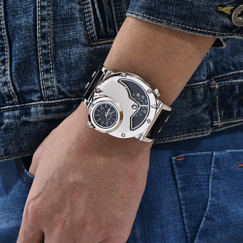 Orologio da polso in pelle multi-fuso orario™ - Olsen & Olsen