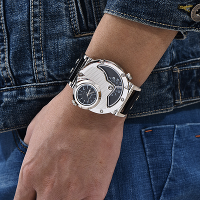 Orologio da polso in pelle multi-fuso orario™ - Olsen & Olsen