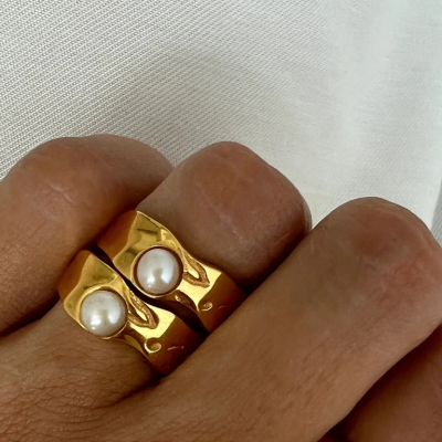 SISTA Anello con Perla d'Oro