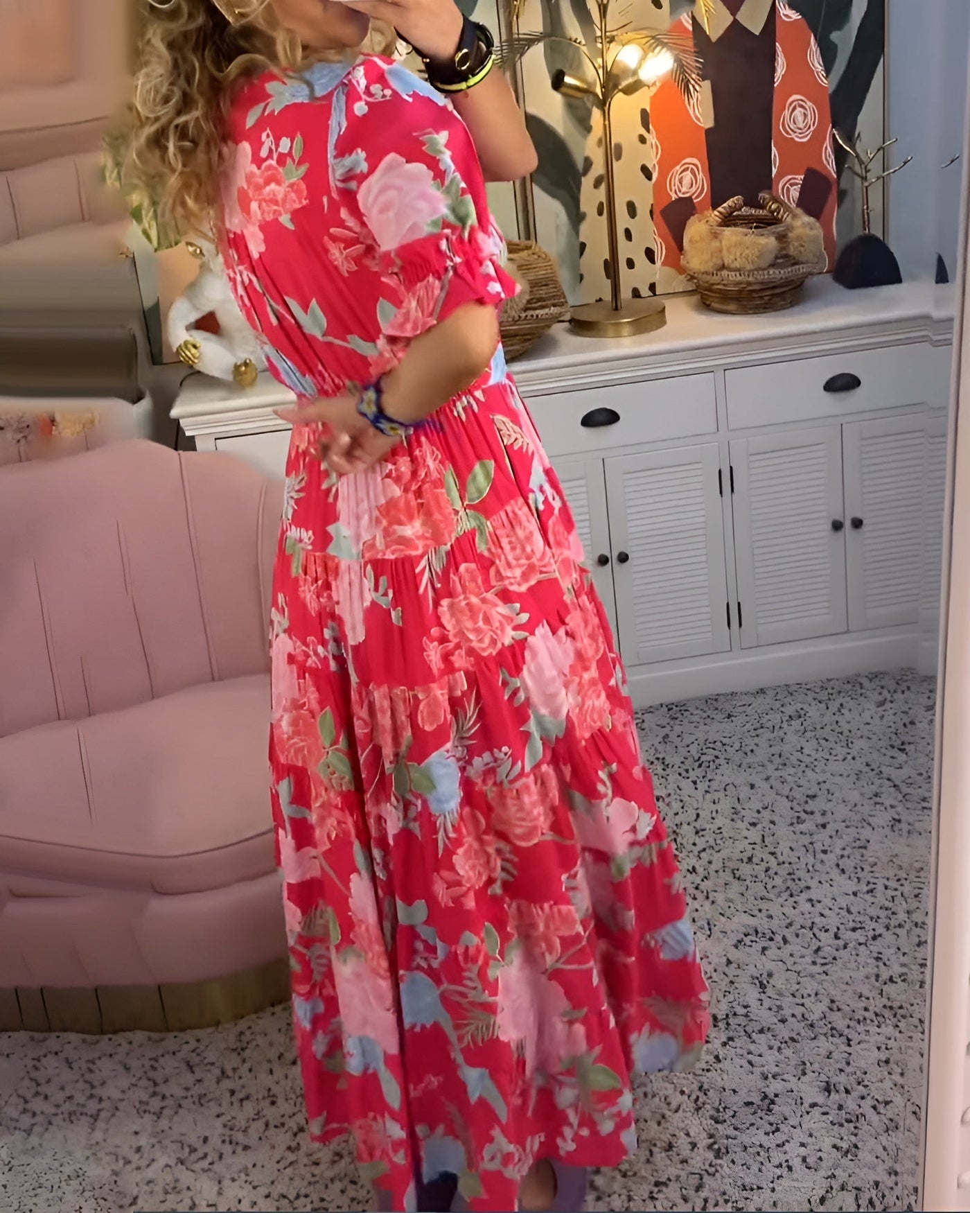 Carine | Abito floreale con scollo a V