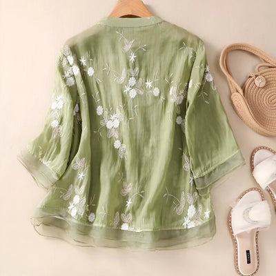 Emily | Top con fiori ricamati