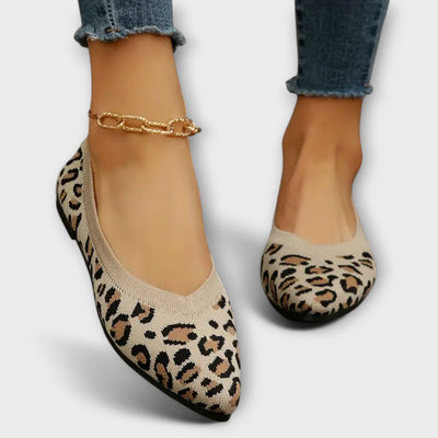 Ballerine in pizzo con stampa leopardata