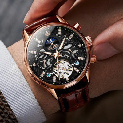 Orologio Automatico Meccanico con Cinturino in Pelle™ - Olsen & Olsen