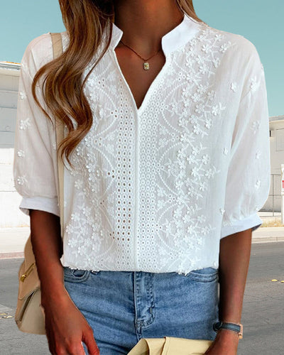 Yara | Blusa Bianca con Maniche a Palloncino