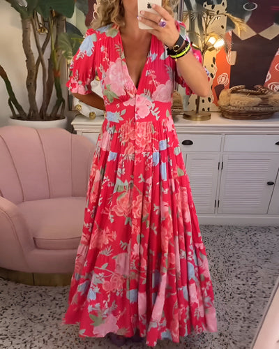 Carine | Abito floreale con scollo a V