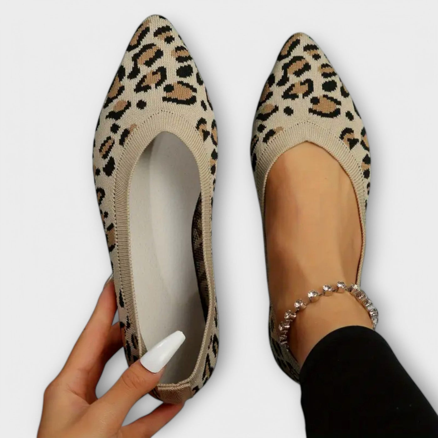 Ballerine in pizzo con stampa leopardata