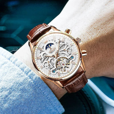 Orologio Automatico Meccanico con Cinturino in Pelle™ - Olsen & Olsen