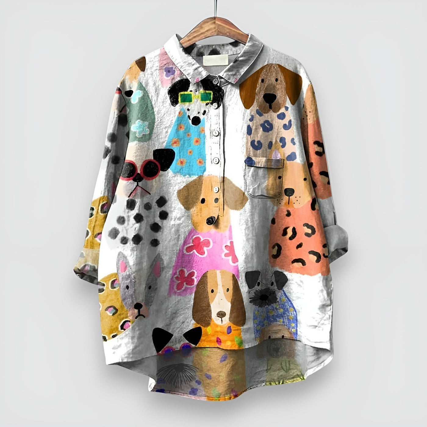 Kathrin | Camicia da donna con stampa di cani