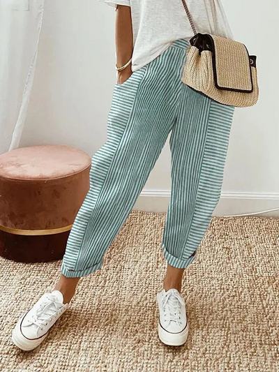 VERONICA | PANTALONI IN COTONE A RIGHE
