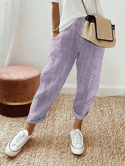 VERONICA | PANTALONI IN COTONE A RIGHE