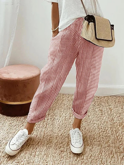 VERONICA | PANTALONI IN COTONE A RIGHE