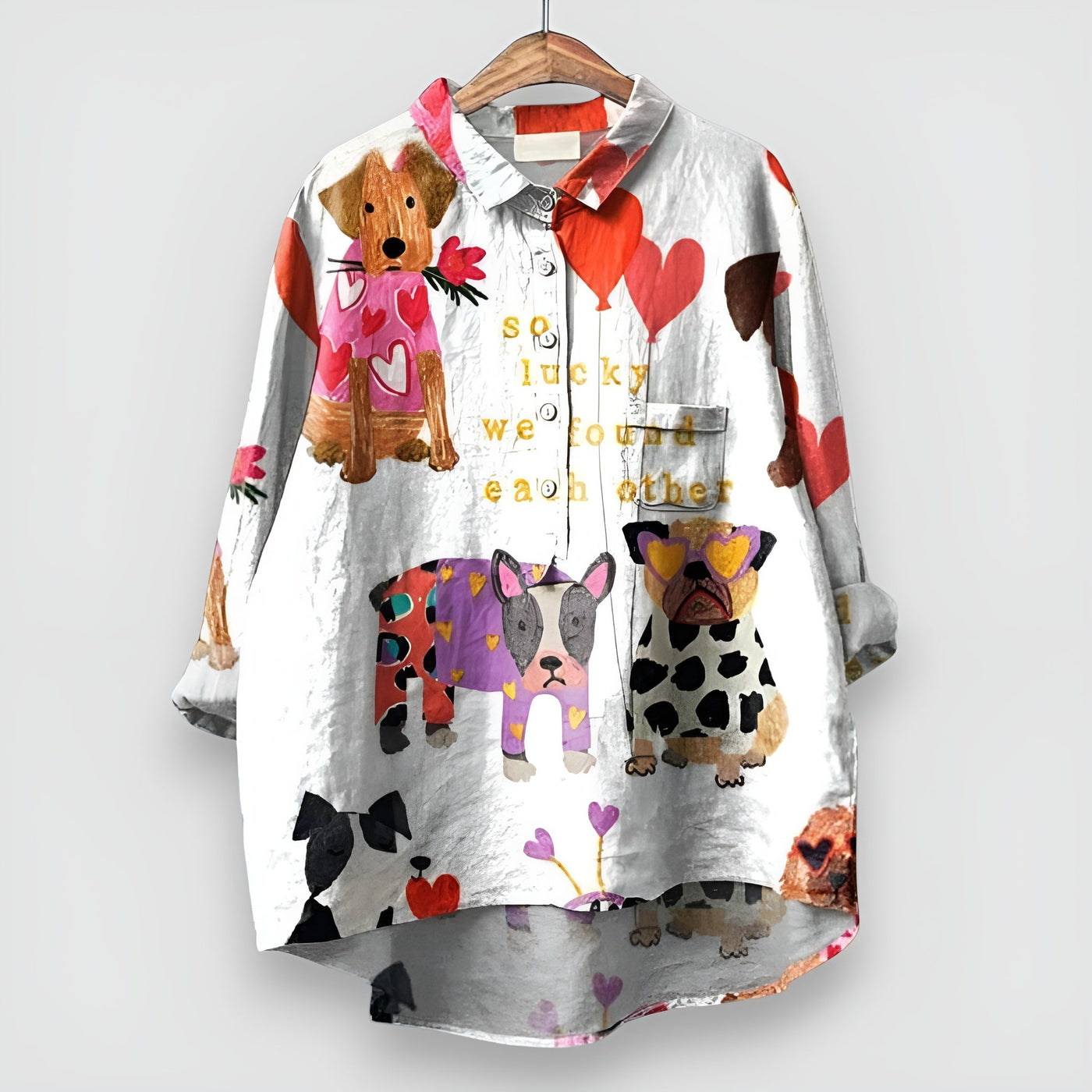 Kathrin | Camicia da donna con stampa di cani