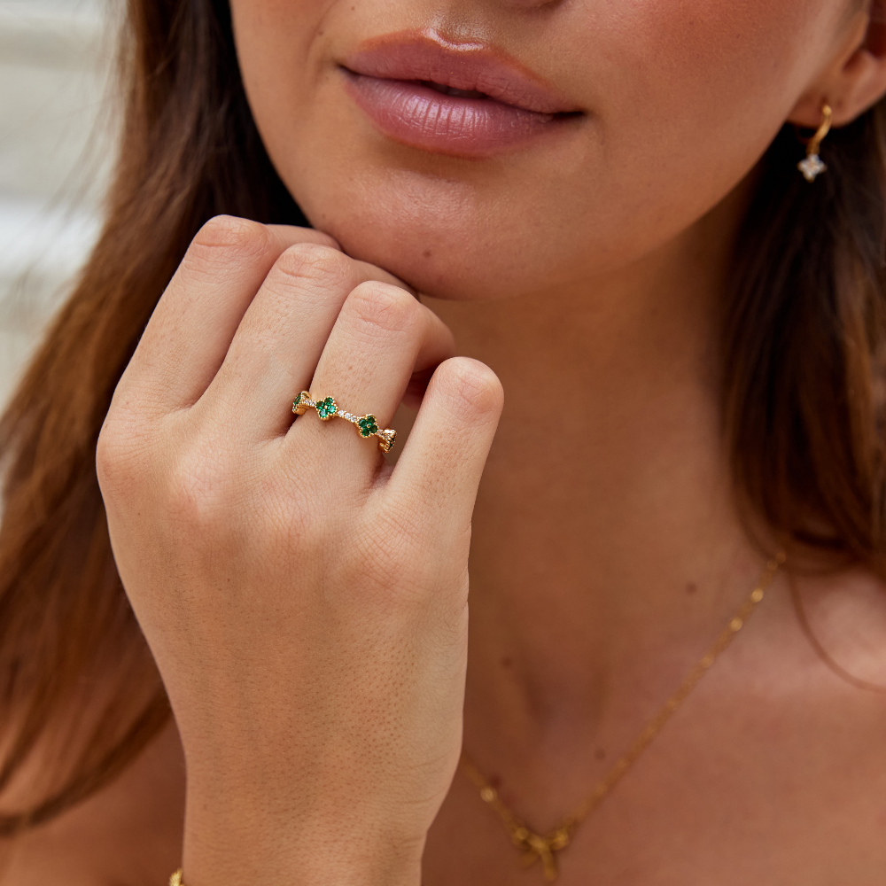 Marisol - Anello di Cristallo a Forma di Trifoglio