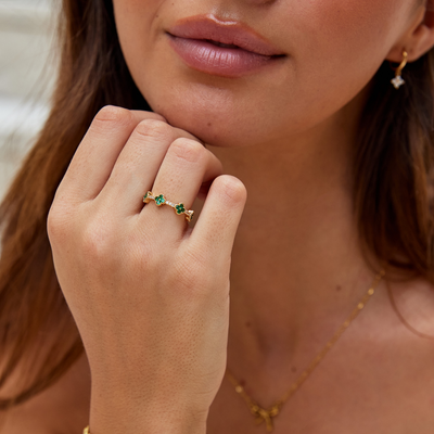 Marisol - Anello di Cristallo a Forma di Trifoglio