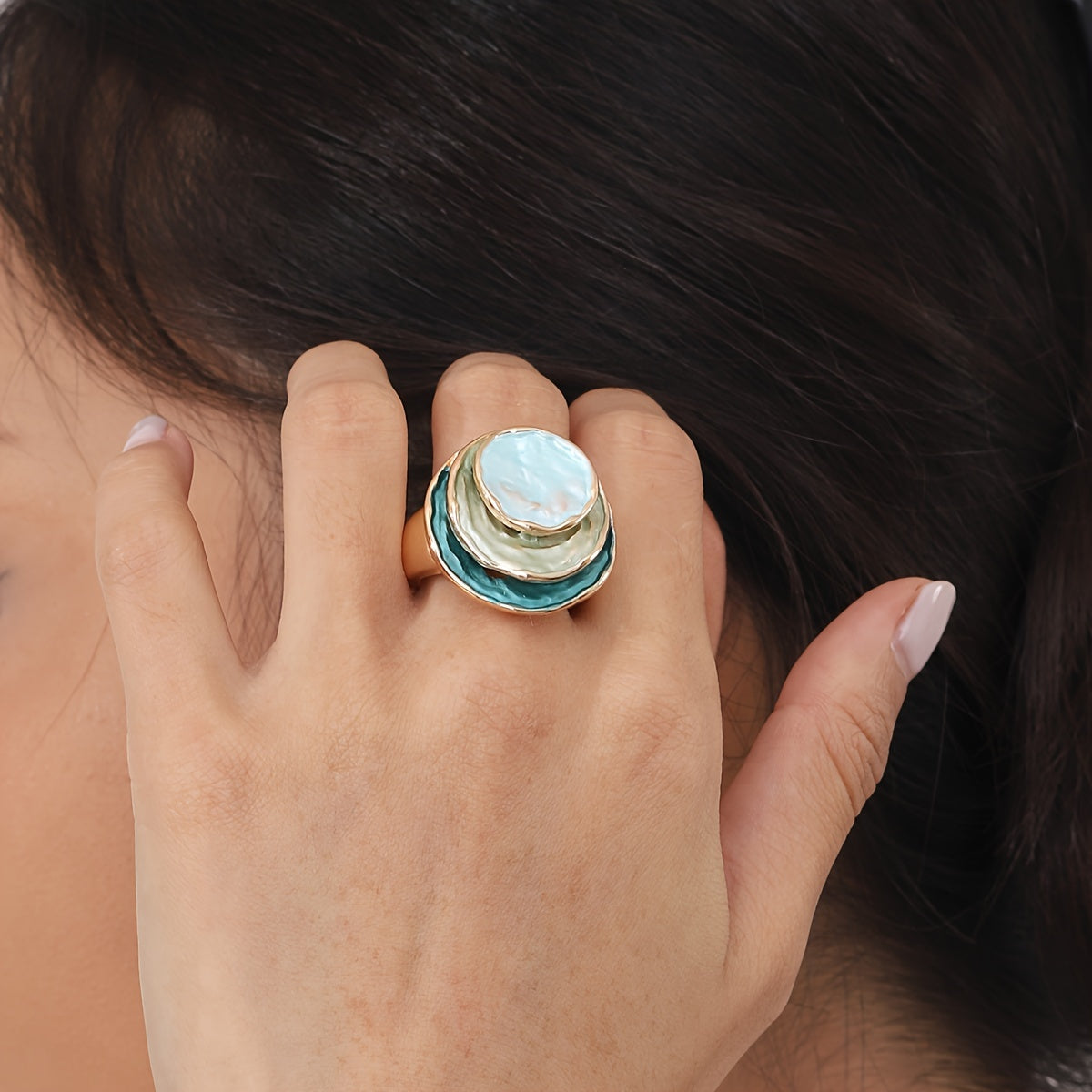 Anello boho smaltato a tre strati
