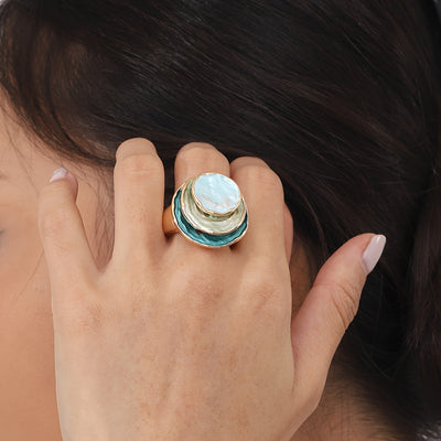 Anello boho smaltato a tre strati