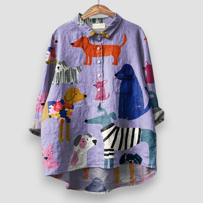 Kathrin | Camicia da donna con stampa di cani