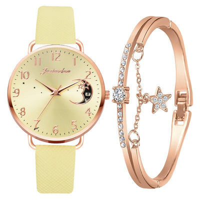 Orologio con Quadrante Moon Numbers e Set di Braccialetti