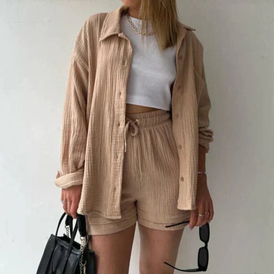 Adelie™ | Set di 2 pezzi in cotone con camicia e pantaloncini