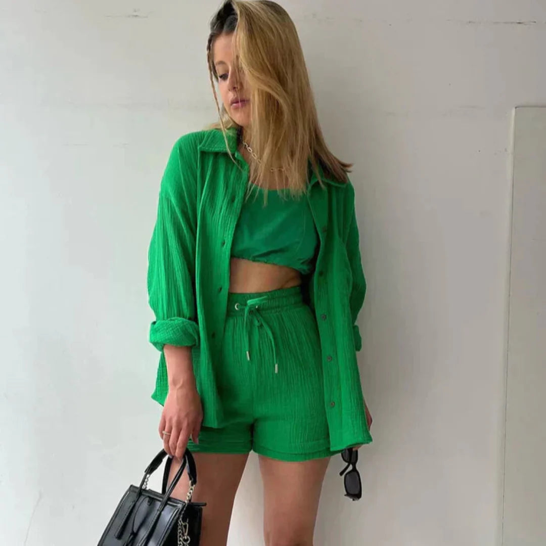 Adelie™ | Set di 2 pezzi in cotone con camicia e pantaloncini