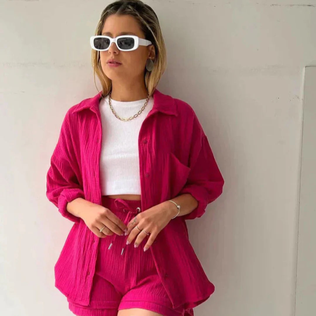Adelie™ | Set di 2 pezzi in cotone con camicia e pantaloncini