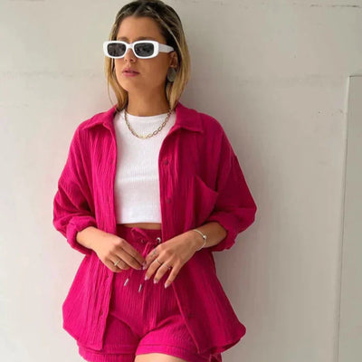 Adelie™ | Set di 2 pezzi in cotone con camicia e pantaloncini