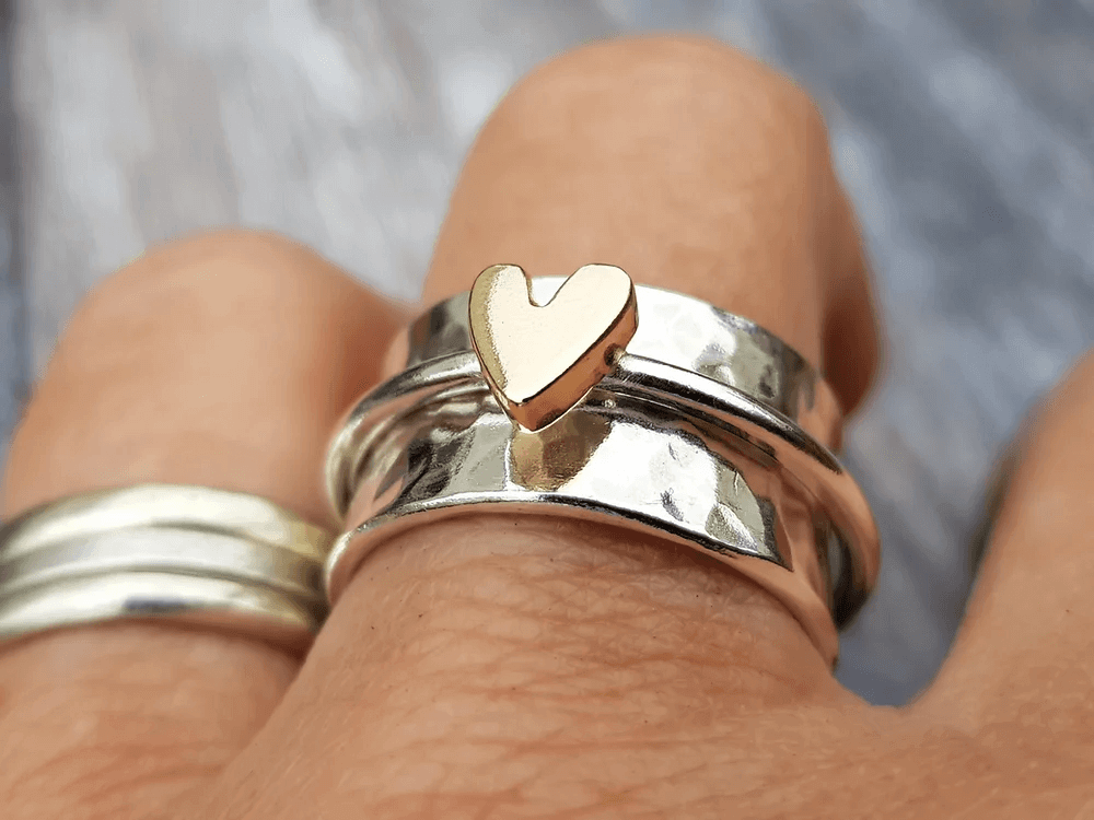 Mireia - Anello in Argento Cuore Dorato