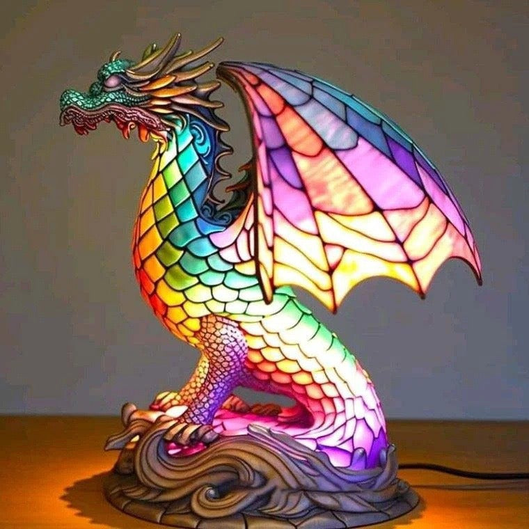 Ignis | Lampada magica dei draghi in vetro colorato