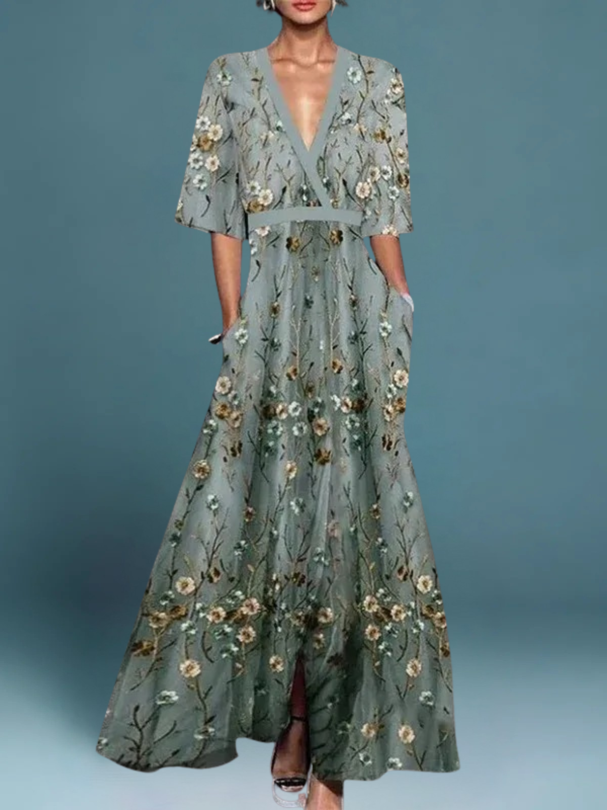 Osenda - Elegante abito lungo floreale