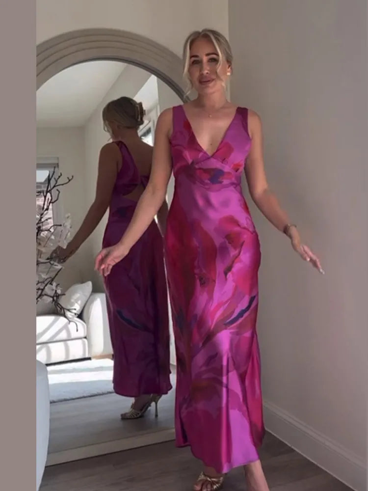 Joena - Elegante Abito Maxi a Spalla Unica con Fiori