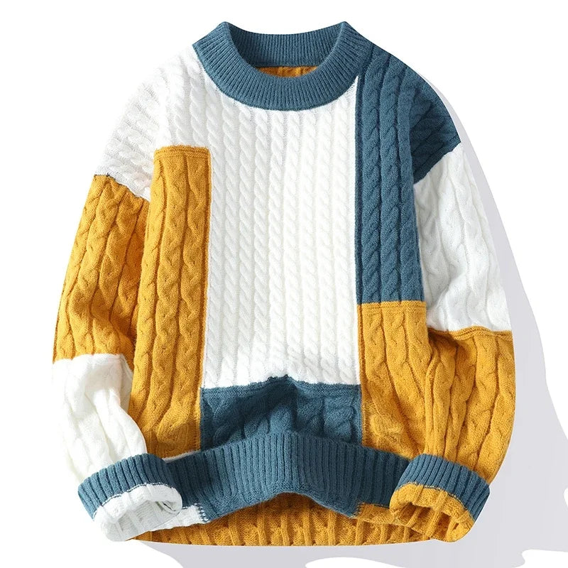 Verre Blanc™ | Maglione casual a blocchi di colore da uomo