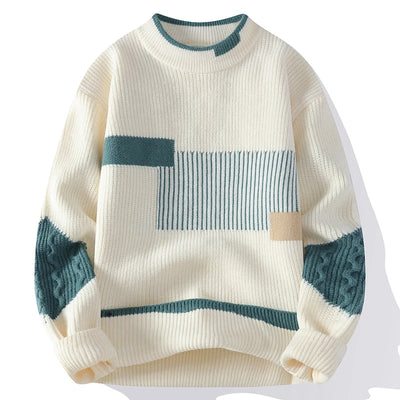 Verre Blanc™ | Maglione patchwork da uomo con scollo alla coreana