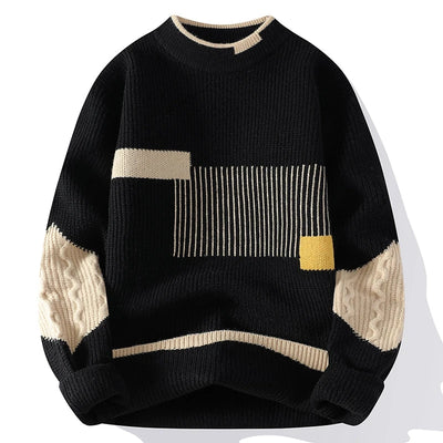 Verre Blanc™ | Maglione patchwork da uomo con scollo alla coreana