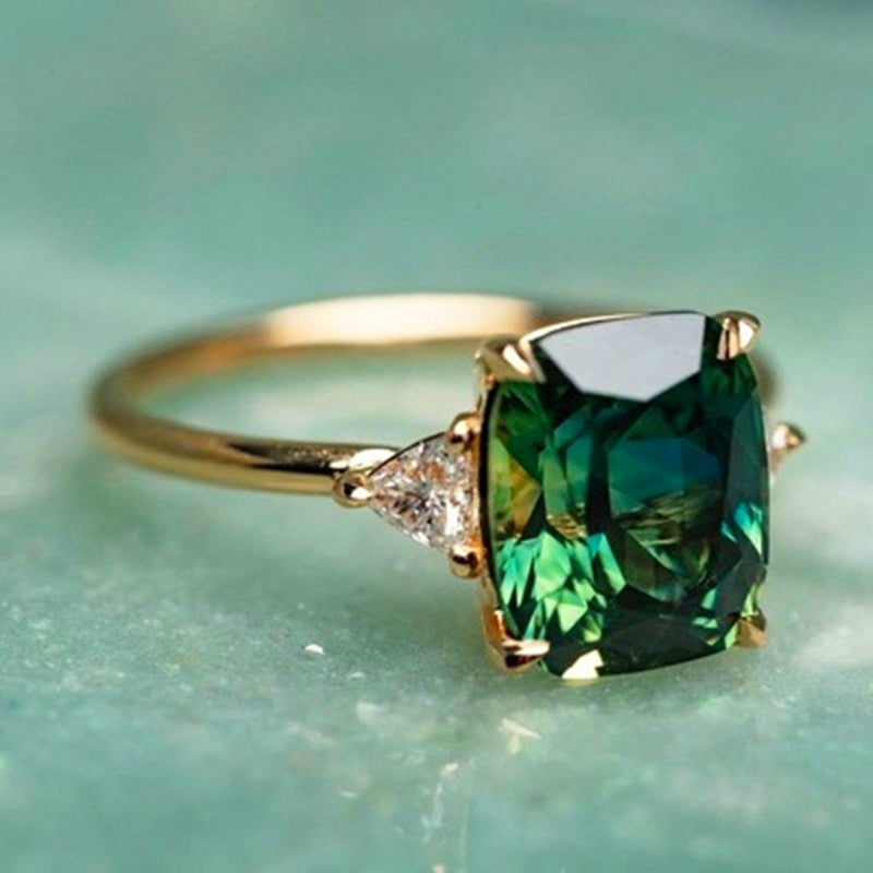 Maricela - Anello in zirconia verde in oro