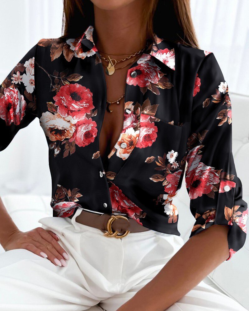 Sibylle | Blusa alla moda con maniche lunghe e bottoni